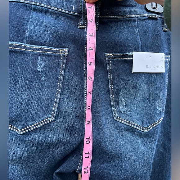 NWT Risen jeans 27 5 ultra high rise flare bell dark denim wide - Picture 14 of 16
